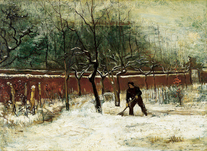  文森特·威廉·梵高  Vincent Willen Van Gogh —— 牧师在纽恩的花园的雪景